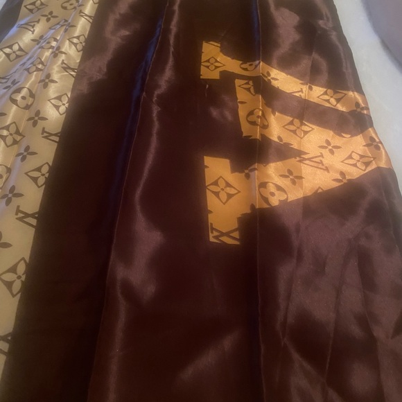 Monogram Silk Scarf Panel in Brown and Gold/copper - Picture 5 of 5